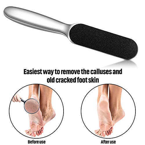Mudder Silver Pedicure Foot Files with 20 Refill Pads - Double-Sided Callus Remover