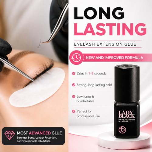 TUBeauty Sky Lady Black Eyelash Extension Adhesive 5ml - Max Bonding Strength, Professional Use, Variation 1 Bottle