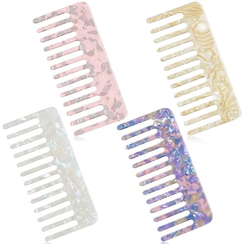 Patelai Mini Wide Tooth Comb Set - Light Colors, Square Design for Thick Curly Hair