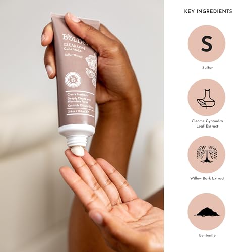 BOLDEN Sulfur Clay Mask for Acne, Pore Cleansing & Oil Control, 3.5 fl oz