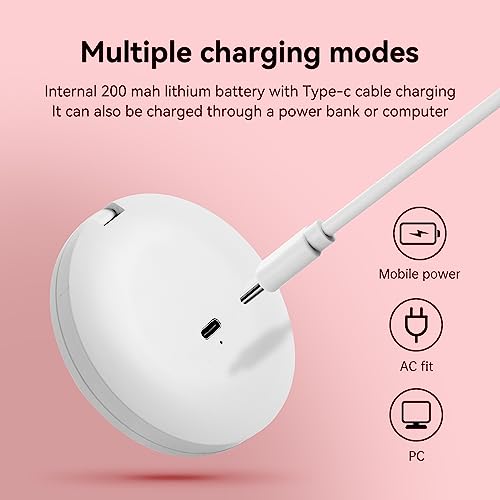 CORROY White 1x/2x LED Travel Makeup Mirror Compact with Light, Dimmable & Rechargeable, Pocket Size for Handbags & Gifts