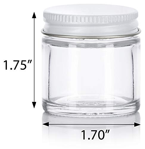 6-Pack 1 oz Clear Glass Jars with Airtight White Metal Lids
