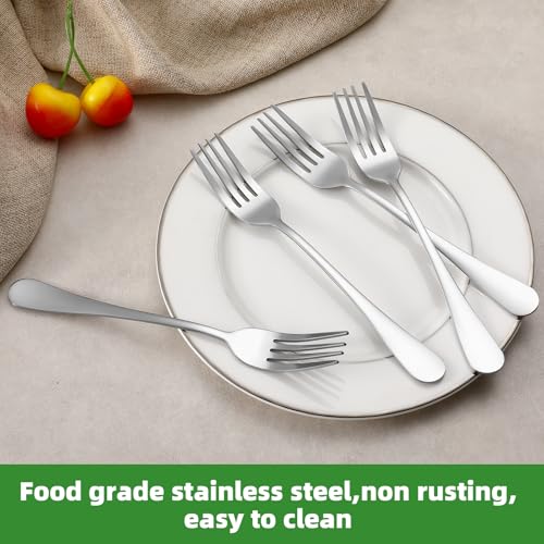 16-Piece Stainless Steel Dinner Fork Set - 7.3 Inch, Polished, Dishwasher Safe