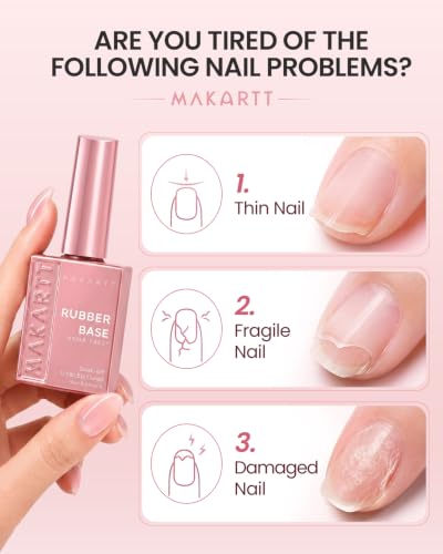 Makartt Hema-Free Rubber Base Gel 6-in-1 Clear Builder Nail Coat 15ML