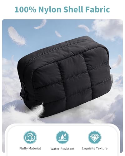 Narwey Quilted Makeup Bag - Lightweight Travel Toiletry Organizer