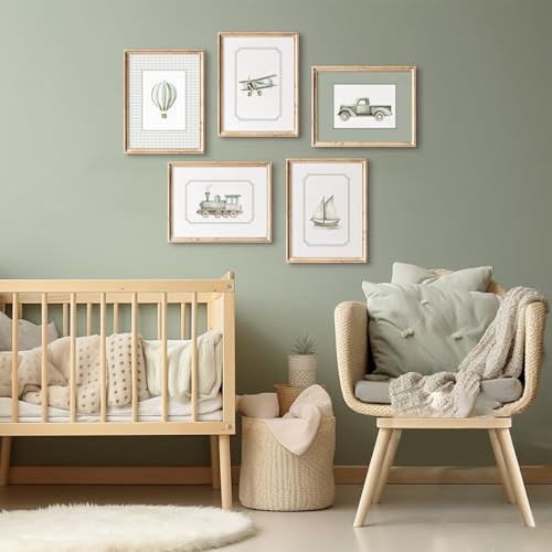 Vintage Vehicle Canvas Wall Art Set for Kids - 8x10 Inch