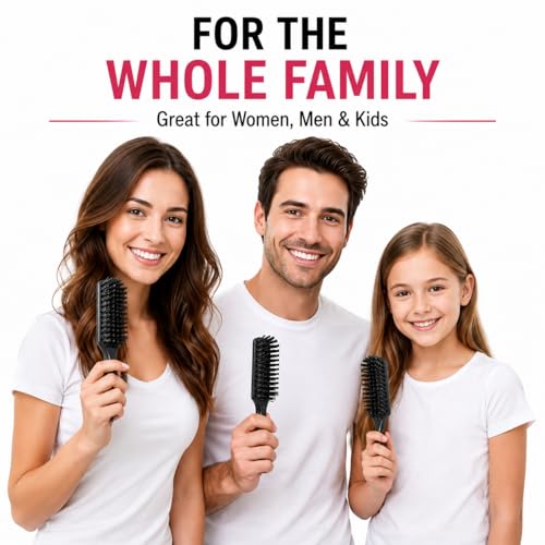 3-Pack Pocket Hair Brush Set - Compact 6-Inch Detangling Brush