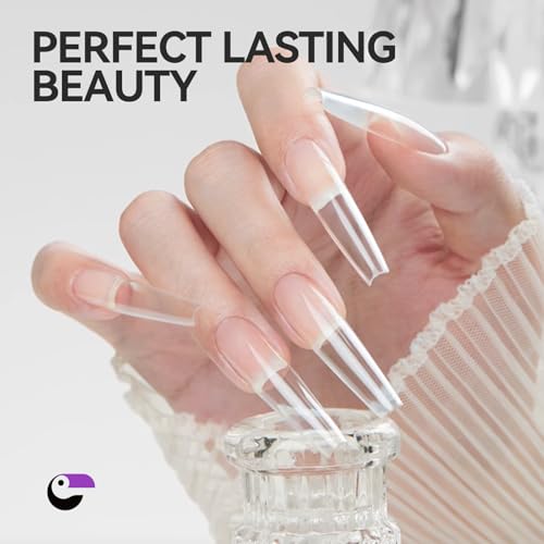 gelike ec D-Coffin Dual Forms 3-in-1 Gel Nail Tips Set – Coffin, French, Matte Finish