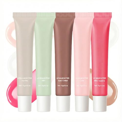 5-Piece Tinted Lip Butter Balm Set - Hydrating Flavored Lip Care