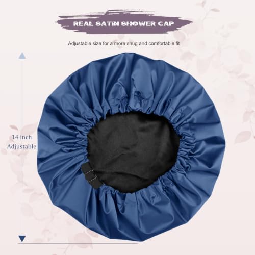 Amamba Extra Large Satin Lined Shower Cap for Women - Waterproof & Adjustable