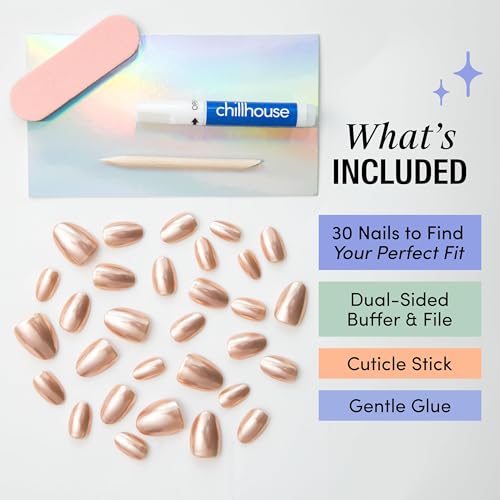 Chillhouse Raise a Glass Press-On Nails Kit - Oval Tips, 30 Count