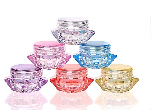 Healthcom 50 Pcs 5ml Empty Cosmetic Sample Jars - Clear Diamond Makeup Pots