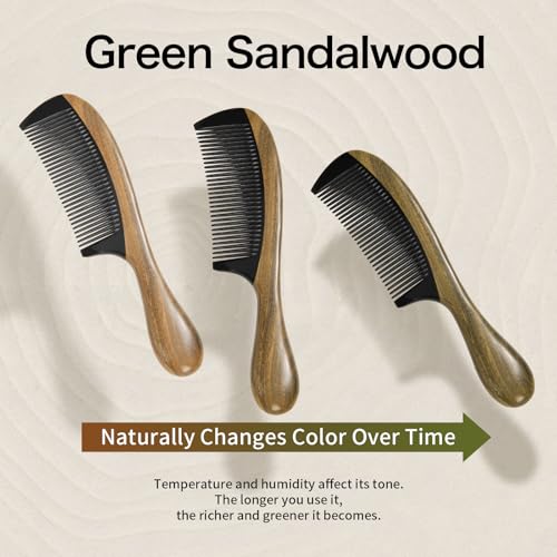 Onedor Sandalwood & Buffalo Horn Hair Comb - Anti-Static, Fine Tooth