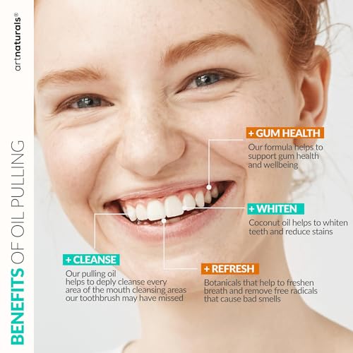 ArtNaturals Coconut Oil Pulling Kit with Bamboo Toothbrush & Tongue Scraper