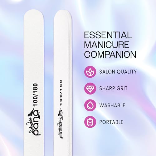 PANA Professional White Round Emery Board Nail Files 100/180 Grit Pack of 50