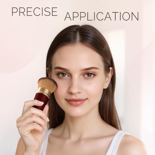 Burgundy Retractable Kabuki Face Brush - Travel Blush Brush