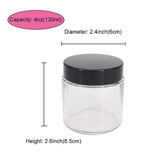 12 Pack 4 oz Clear Glass Travel Jars with Lids & Labels