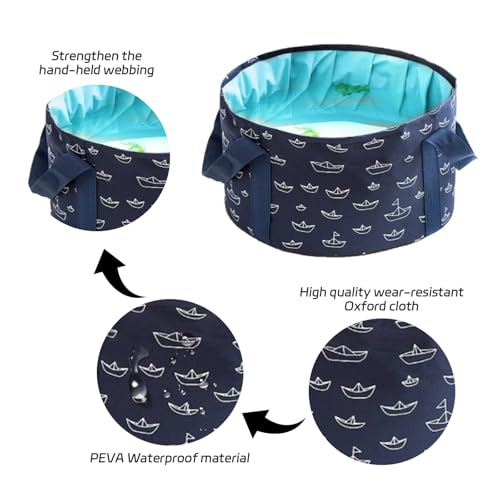 Portable Collapsible Foot Bath Basin 13.8 Inch Diameter Travel Foot Spa Tub