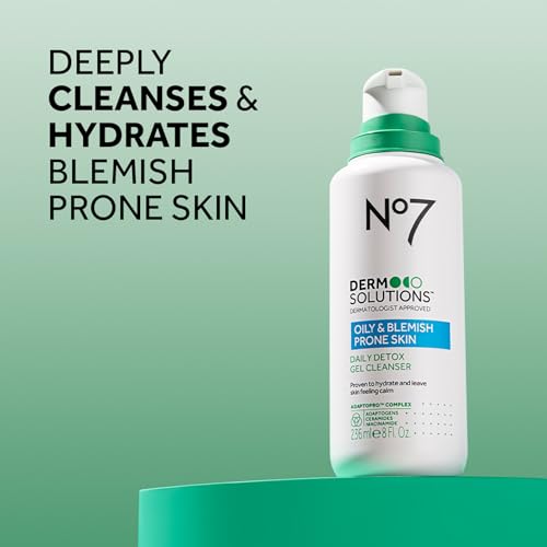 No7 Derm Solutions Daily Detox Foaming Face Wash 8 Fl Oz – Gentle Hydrating Cleanser for Sensitive & Oily Skin