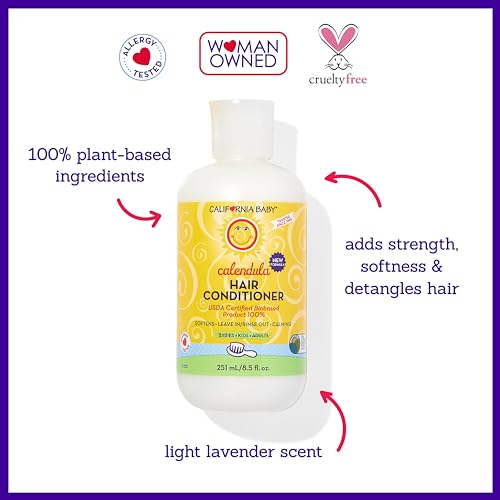 California Baby Calendula Kids Conditioner - Plant-Based Detangler, 8.5 oz