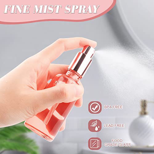 6 Pack 2 Oz Pink Glass Spray Bottles with Rose-Golden Pump