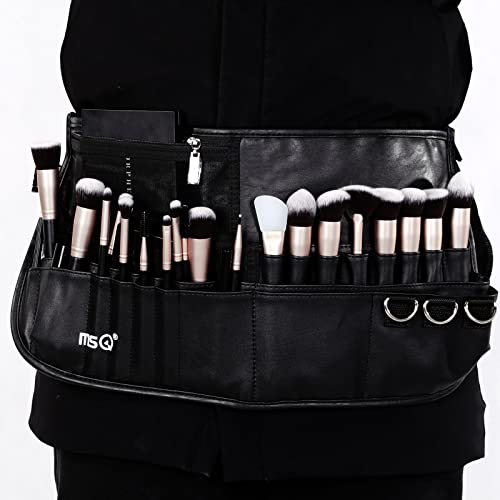 MSQ Large Capacity Makeup Brush Bag with Adjustable Belt Strap