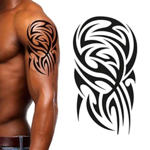 Tatodays 4 Pack Tribal Hawaiian Temporary Tattoos - Body Art Stickers for Arms & Shoulders