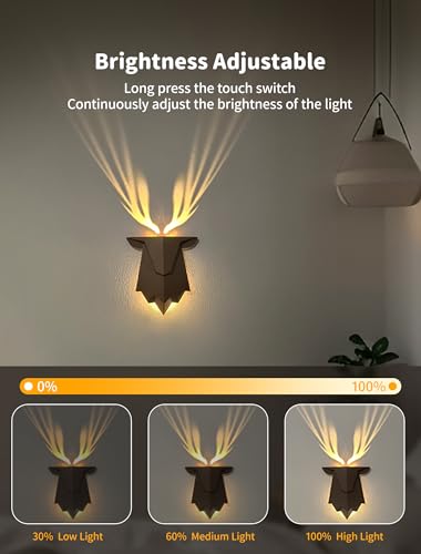 Deer Night Light with Remote Control - Dimmable Antler Sconce