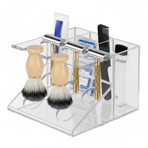 Shaving Brush and Razor Stand - Scratch-Resistant Holder for Men
