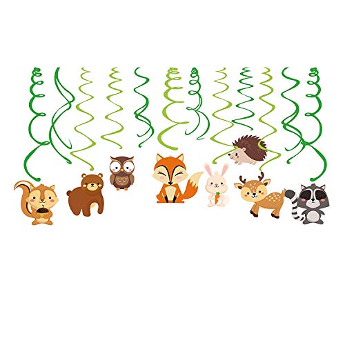 Woodland Animals Hanging Swirl Decorations - 30 Count Party Supplies