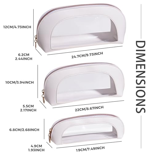 White BS-MALL 3-Piece Waterproof Makeup Bag Set Travel Organizer with Zippers