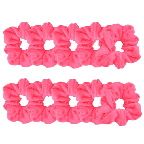 Motique Accessories Neon Pink Terry Towel Scrunchies - 10 Pack