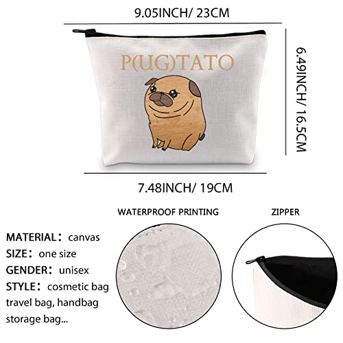 Pugtato Makeup Bag - Funny Pug Lover Gift Zipper Pouch for Travel
