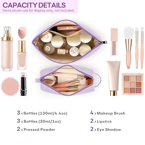 Mibasies Purple Large Initial Makeup Bag for Women - Travel Toiletry Organizer
