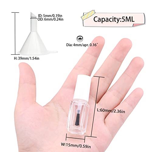 Agidea 5ML Empty Nail Polish Bottles, 20-Pack Glass Containers with Brushes