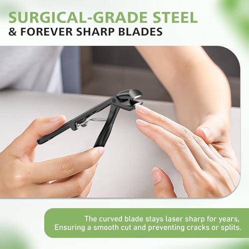 Baluca Black Medium Handle Ergonomic Toenail Clippers for Thick Nails - No Lock, Long Non-Slip Handles