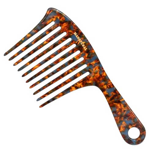 Large Tortoise Wide Tooth Comb for Curly Hair - 7.4 Inch Detangler