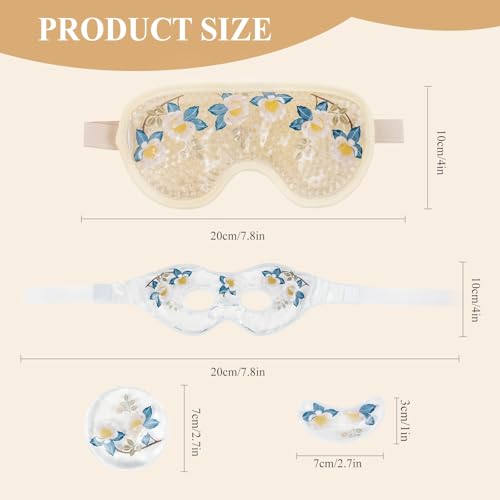 LEOSTEP Camellia Cooling Eye Mask Set - Reusable Gel Pads for Puffiness & Headache Relief
