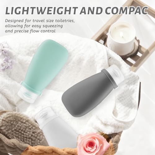 Damsier 8 Pack 3oz Silicone Travel Bottles Leak-Proof TSA Cosmetic Containers