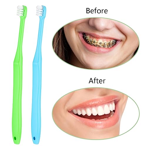 WLLHYF Soft Small Head Tufted Toothbrush Set - 2 Pack (Blue & Green)