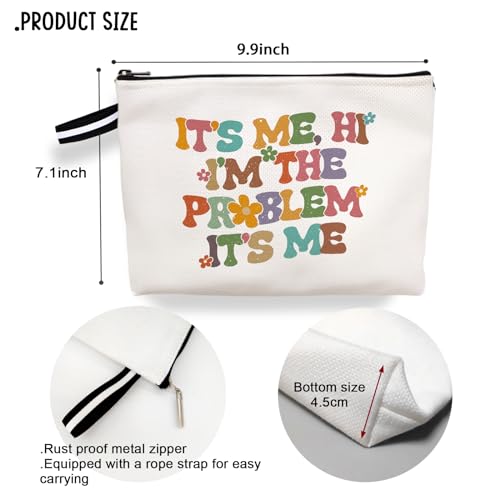 It's Me Hi I'm The Problem Cosmetic Bag for Women Travel Makeup Bag - Beige - Jepuyaya