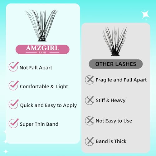 AMZGIRL Fluffy Lash Clusters A-3040D, D Curl Individual Eyelash Extensions