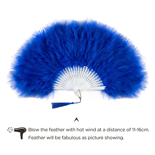 BABEYOND 1920s Marabou Feather Hand Fan - 20" Vintage Style