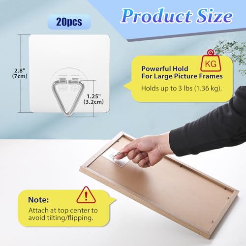 DIDUDIDU 20 Pack Invisible Adhesive Plate Hangers - 2.8 Inch