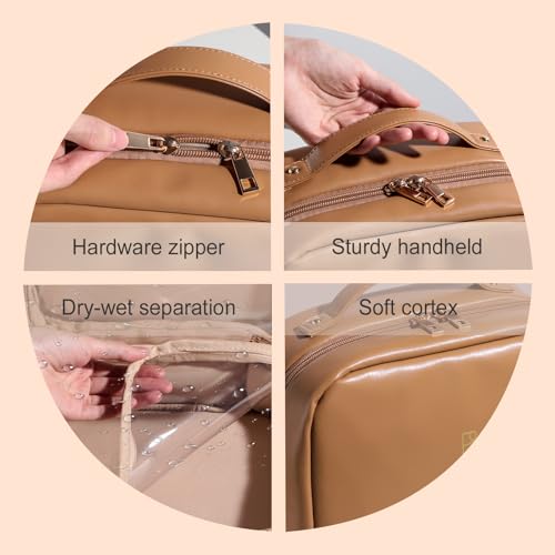 XL Waterproof Makeup Bag with Brush Compartment & Transparent PVC - Travel & Cosmetic Organizer