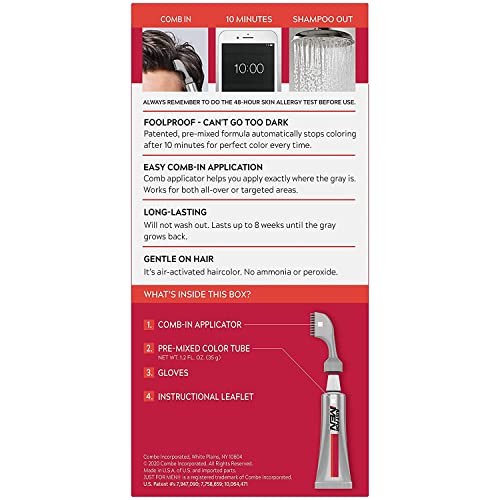 Just for Men Easy Comb-In Color, Darkest Brown - 10-Minute Gray Coverage