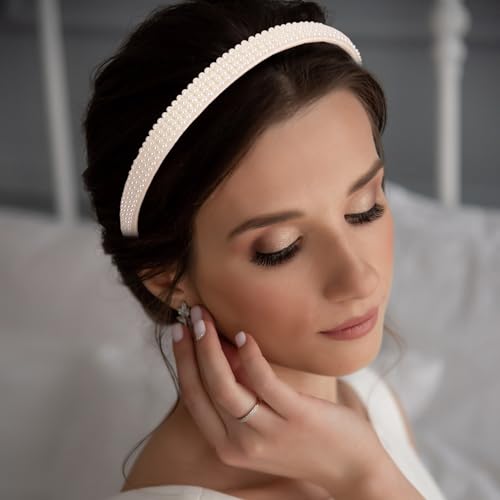 YISSION Simple Style Pearl Headbands 4pcs Beaded Hair Accessories for Women Girls