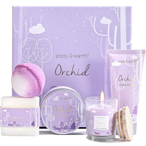 Body & Earth Orchid Spa Gift Set for Women - 5 Piece Bath & Body Collection