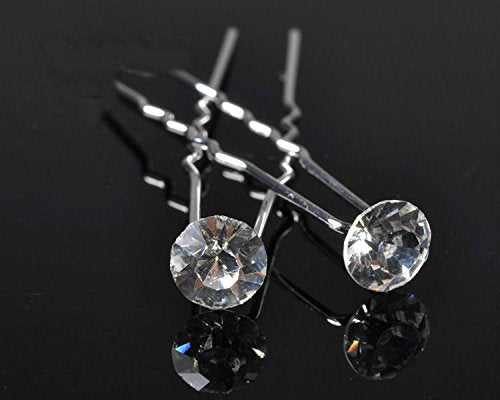 GBSTORE 12Pcs Clear Rhinestone Hair Pins - Sparkly Wedding / Party Accessories
