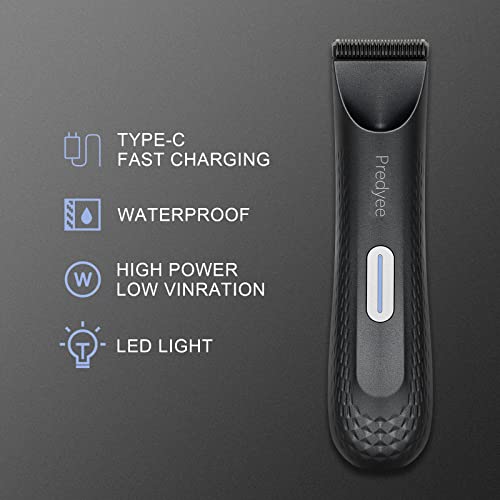 Manscape-Body Hair Trimmer for Men IPX7 Waterproof Ball Trimmer Pubic Hair with LED Light USB-C Rechargeable Wet/Dry Use for Beard Face Groin Manscaping No Nicks